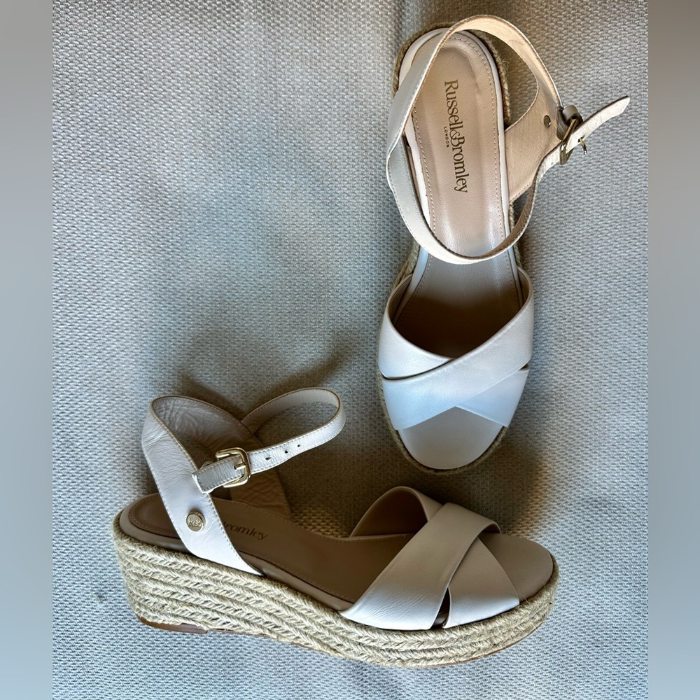 SOLD: Russell & Bromley classic cream espadrille sandals